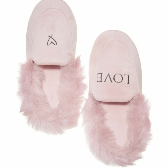 VS M FUR EMBROIDERY SLIPPERS LOGO HEART LOVE SOFT - Picture 2 of 2